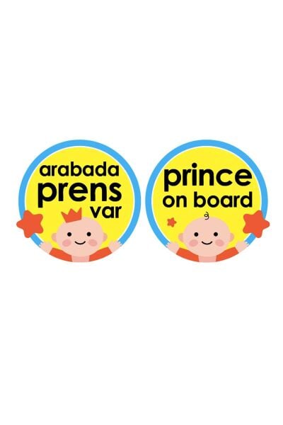Babyjem Araba Cam Yazısı Arabada Prens Var Mavi 094