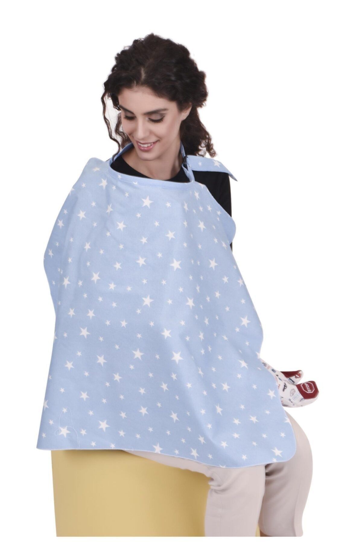 Sevi Bebe Tokalı Anne Emzirme Örtüsü - Mavi Yıldız 6372-1