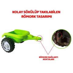 Micromax Unisex Çocuk Römorklu Pedallı Traktör Mmx Yeşil