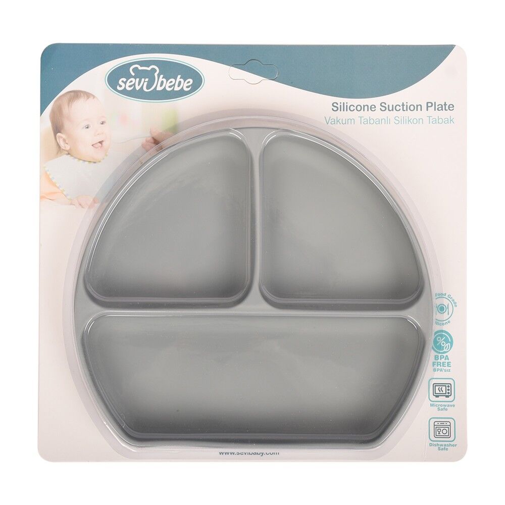 Sevi Bebe Vakum Tabanlı Silikon Tabak - Gri 525-13