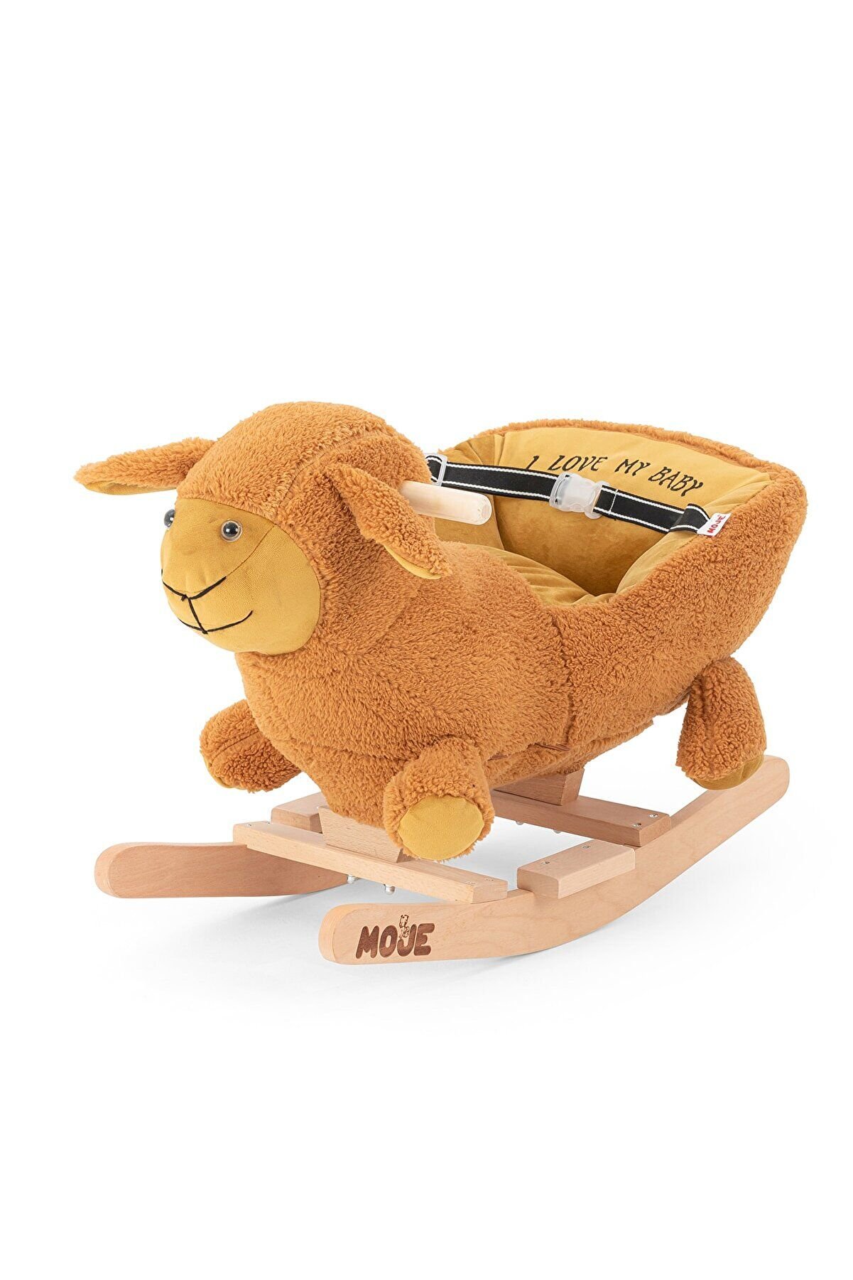 Moje Enjoy Ahşap Ayaklı Peluş Sallanan Kuzu Oyuncak Kahve