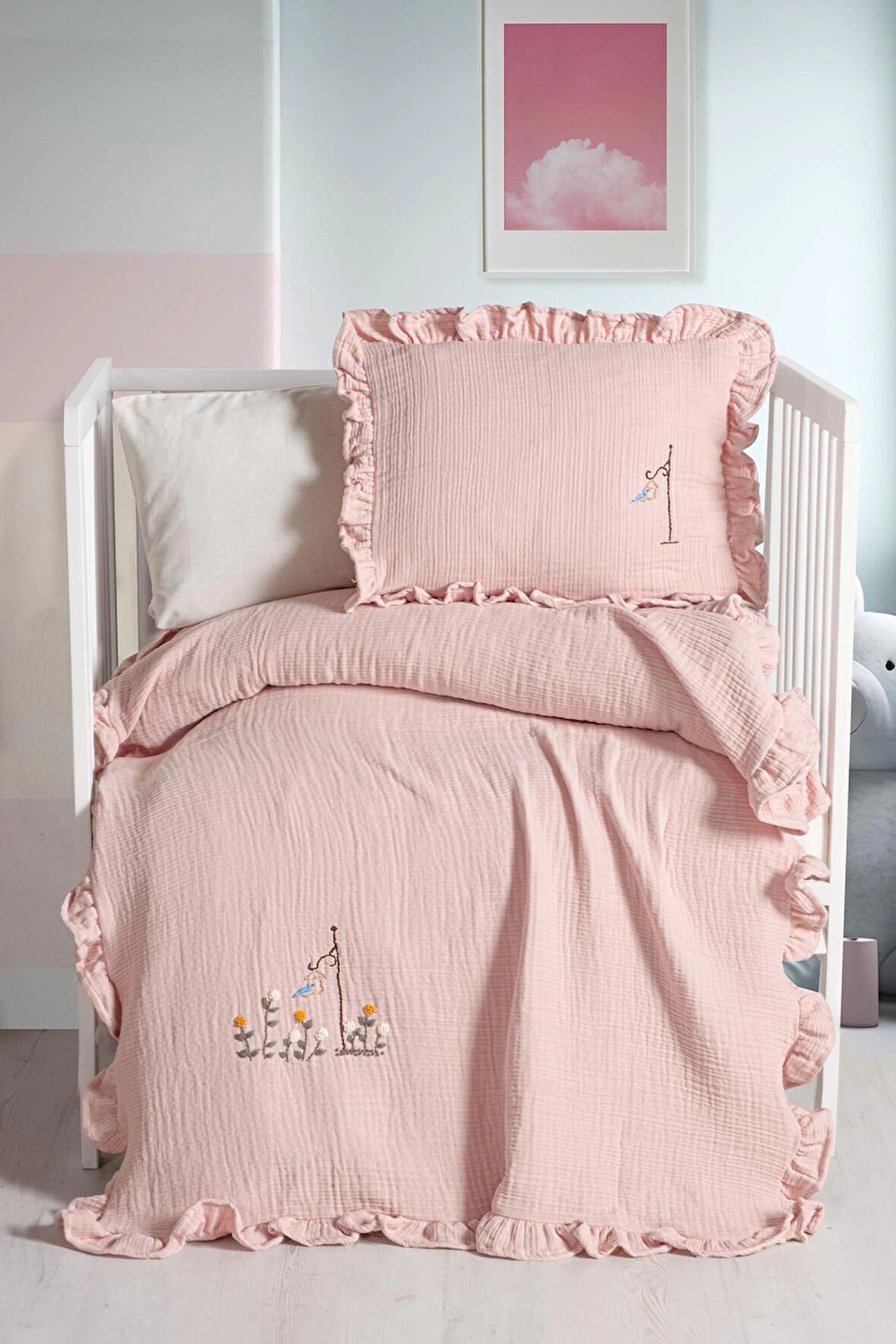 Kanz - 4 Kat Hand Made Fırfırlı Müslin(knz-020) 152.01.0271.Pudra-------