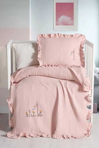 Kanz - 4 Kat Hand Made Fırfırlı Müslin(knz-020) 152.01.0271.Pudra-------