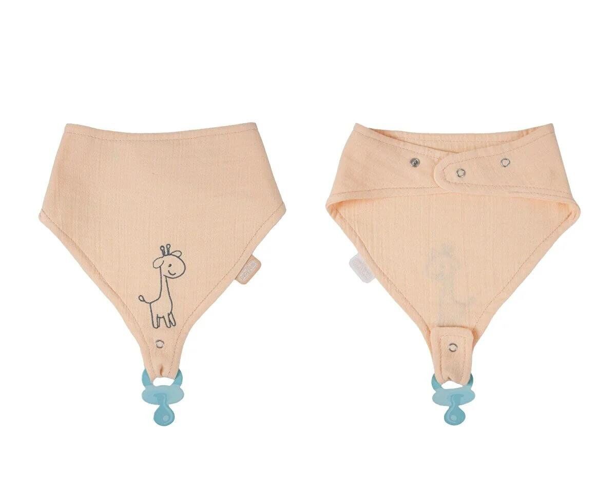 Babyjem Emzik Askılı Müslin Önlük Somon 837