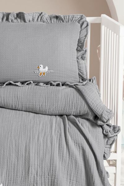 Kanz - 4 Kat Hand Made Fırfırlı Müslin(knz-020) 152.01.0271.Gri---------