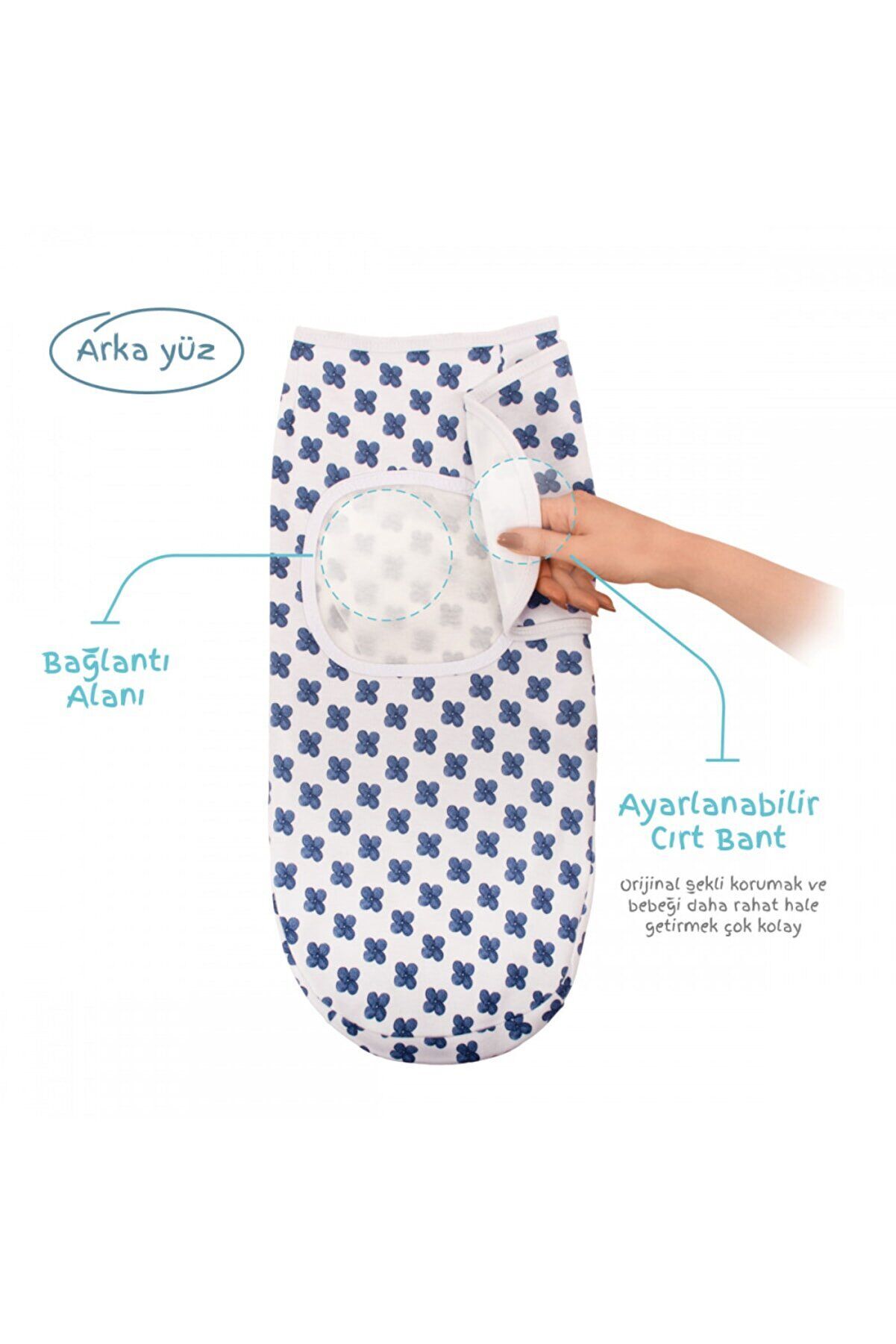 Sevi Bebe İnterlok Bebe Kundak - Mavi Çiçek 118-170