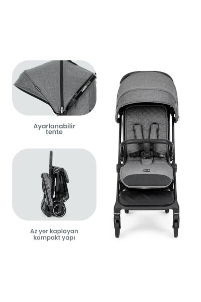 Kanz Bold Autofold Kabin Boy Bebek Arabası Steel Grey
