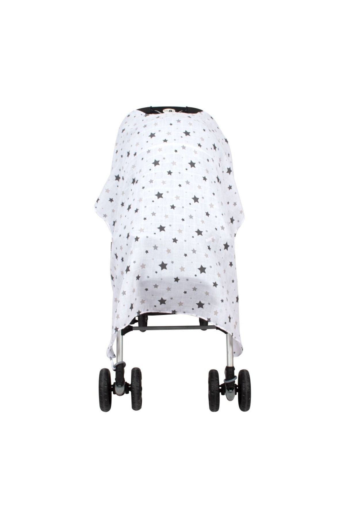 Sevi Bebe Müslin Bebek Arabası Örtüsü - Yıldız Yağmuru Gri 42-140-13