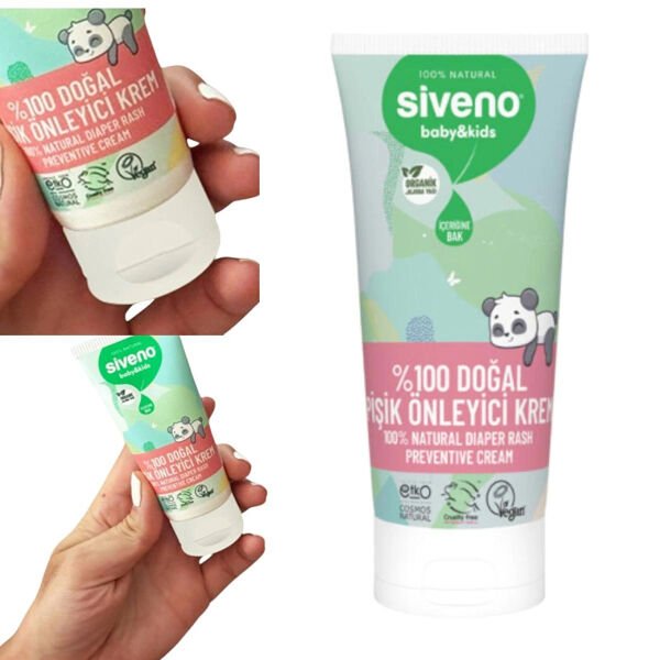 Siveno %100 Doğal Bebek Pişik Önleyici Çinko Hassas Hipoalerjenik Vegan Bakım Jel Krem 50 ml-1AD