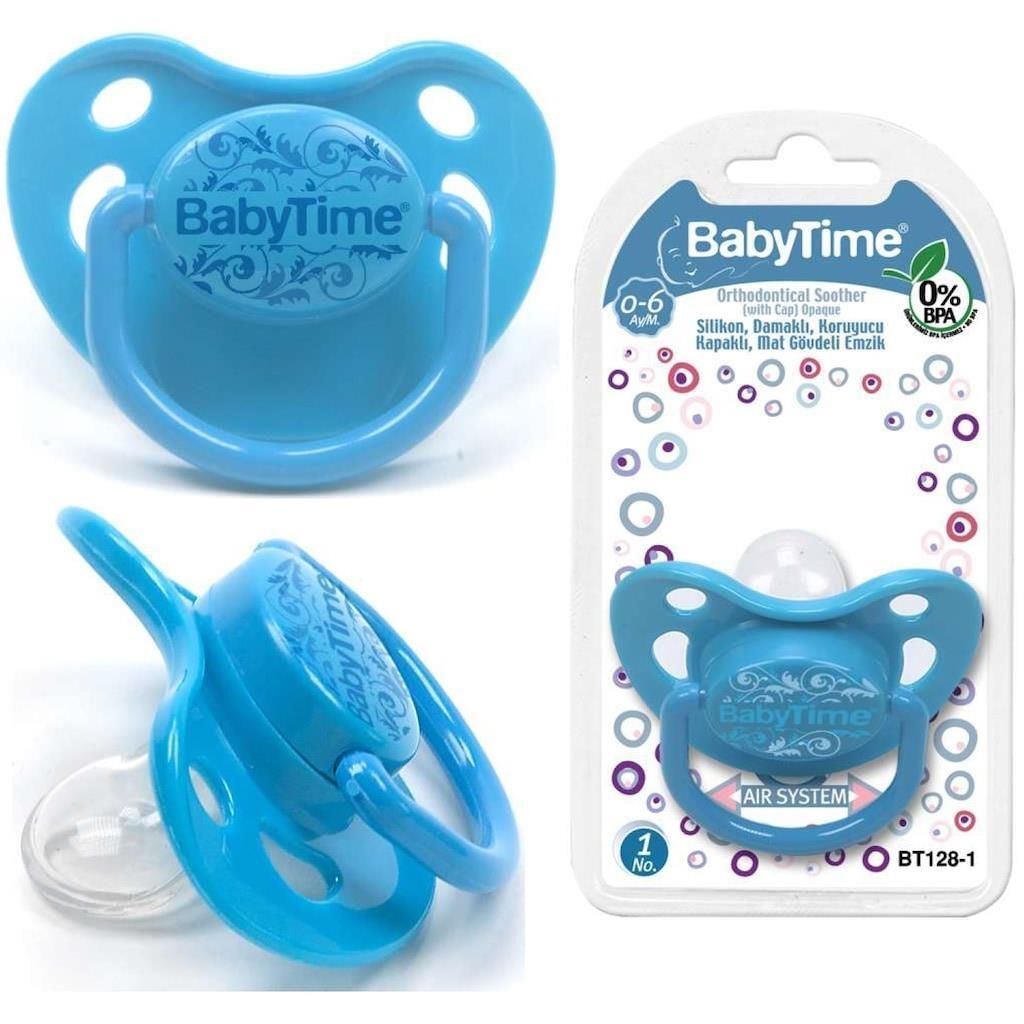 Babytime Bt128-1 Emzik Silikon Damaklı Koruma Kapaklı Mat No:1 0-6 Ay