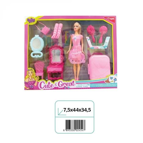 Oydaş Oyuncak 02454 Cındy Doll Bavullu Makyaj Masalı Bebek*12* 04-02454