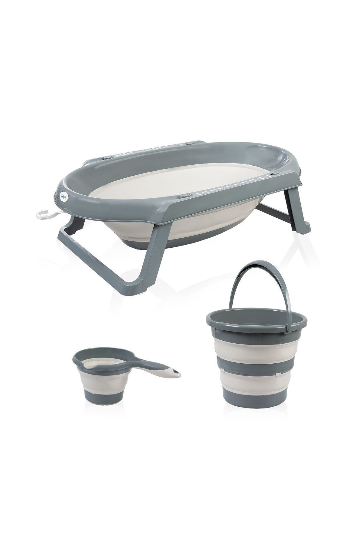 Babyjem Katlanır Banyo 3'Lü Set Antrasit Yeni 765