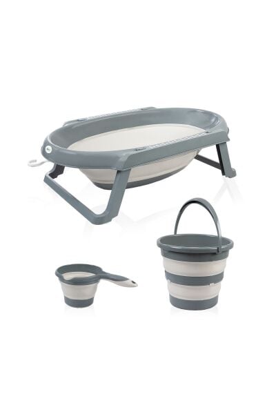 Babyjem Katlanır Banyo 3'Lü Set Antrasit Yeni 765
