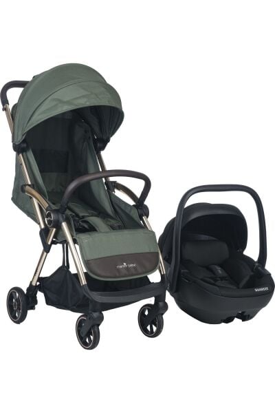 Merkür Bebe Ruby Tek Tuşla Otomatik Katlanan Kabin Boy Travel Sistem Bebek Arabası Yeşil