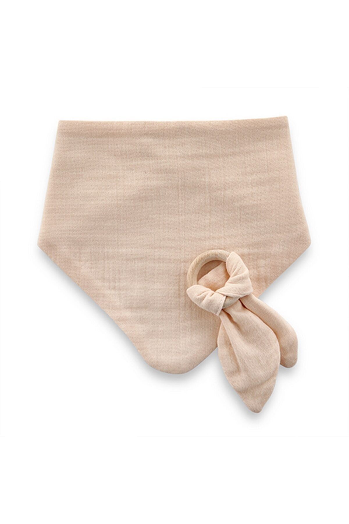 Babyjem Ahşap Diş Kaşıyıcılı Bürümcük Müslin Önlük Somon 736