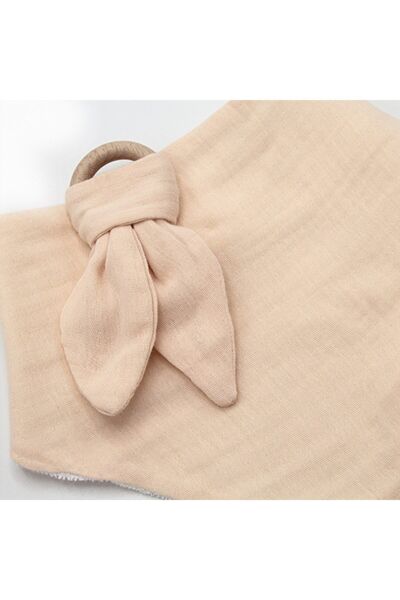 Babyjem Ahşap Diş Kaşıyıcılı Bürümcük Müslin Önlük Somon 736