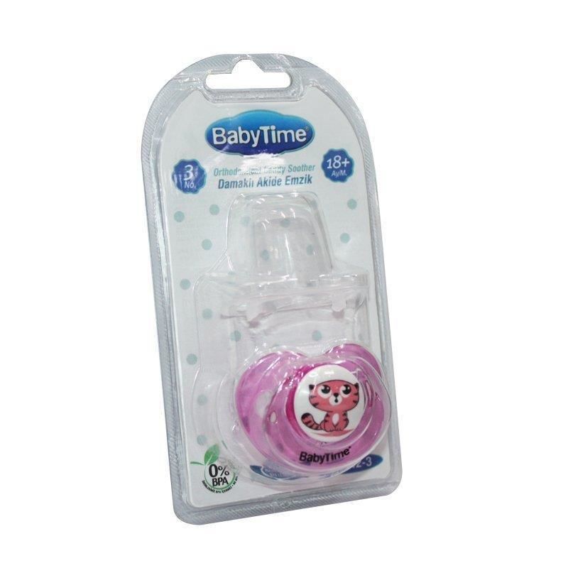 Babytime Silikon Damaklı Şeffaf Gövdeli Desenli Emzik N.3