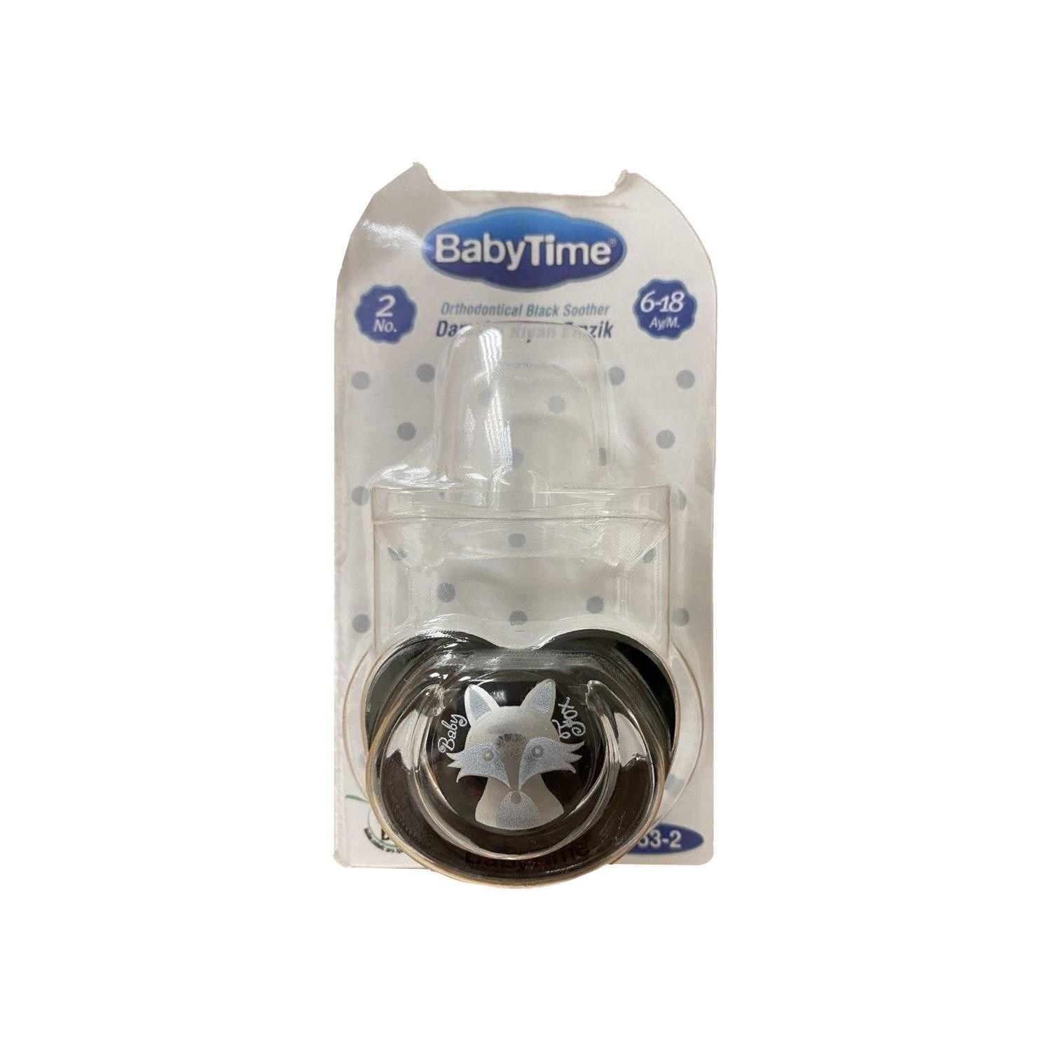 Babytime Bt153-2 Silikon Damaklı Koruyucu Kapaklı Siyah Gövdeli Emzik N.2