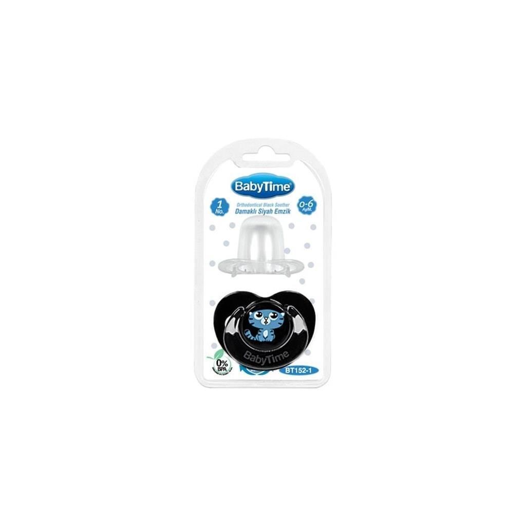 Babytime Bt152-1 Silikon Damaklı Koruyucu Kapaklı Siyah Gövdeli Emzik N.1