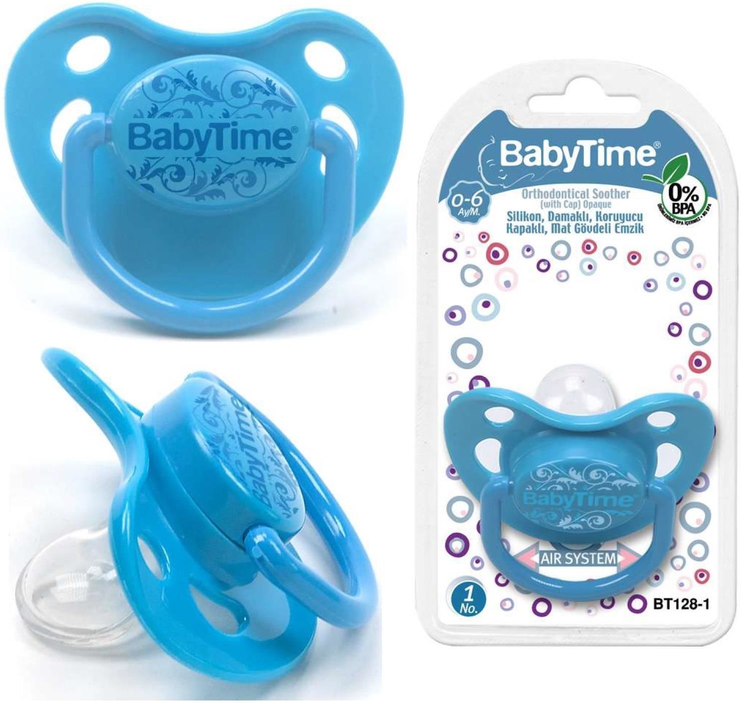 Babytime Silikon Damaklı Koruyucu Kapaklı Mat Gövdeli Emzik N.2