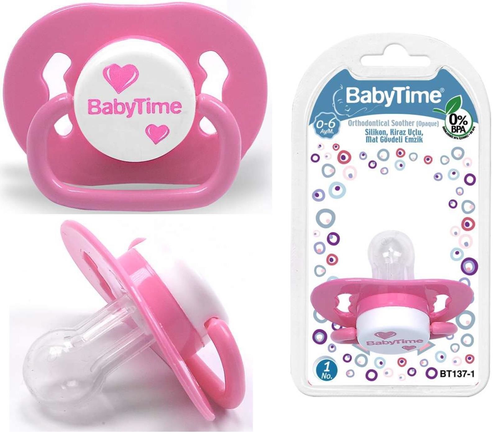 Babytime Bt137-1 Silikon Damaklı Koruyucu Kapaklı Mat Gövdeli Emzik N.1