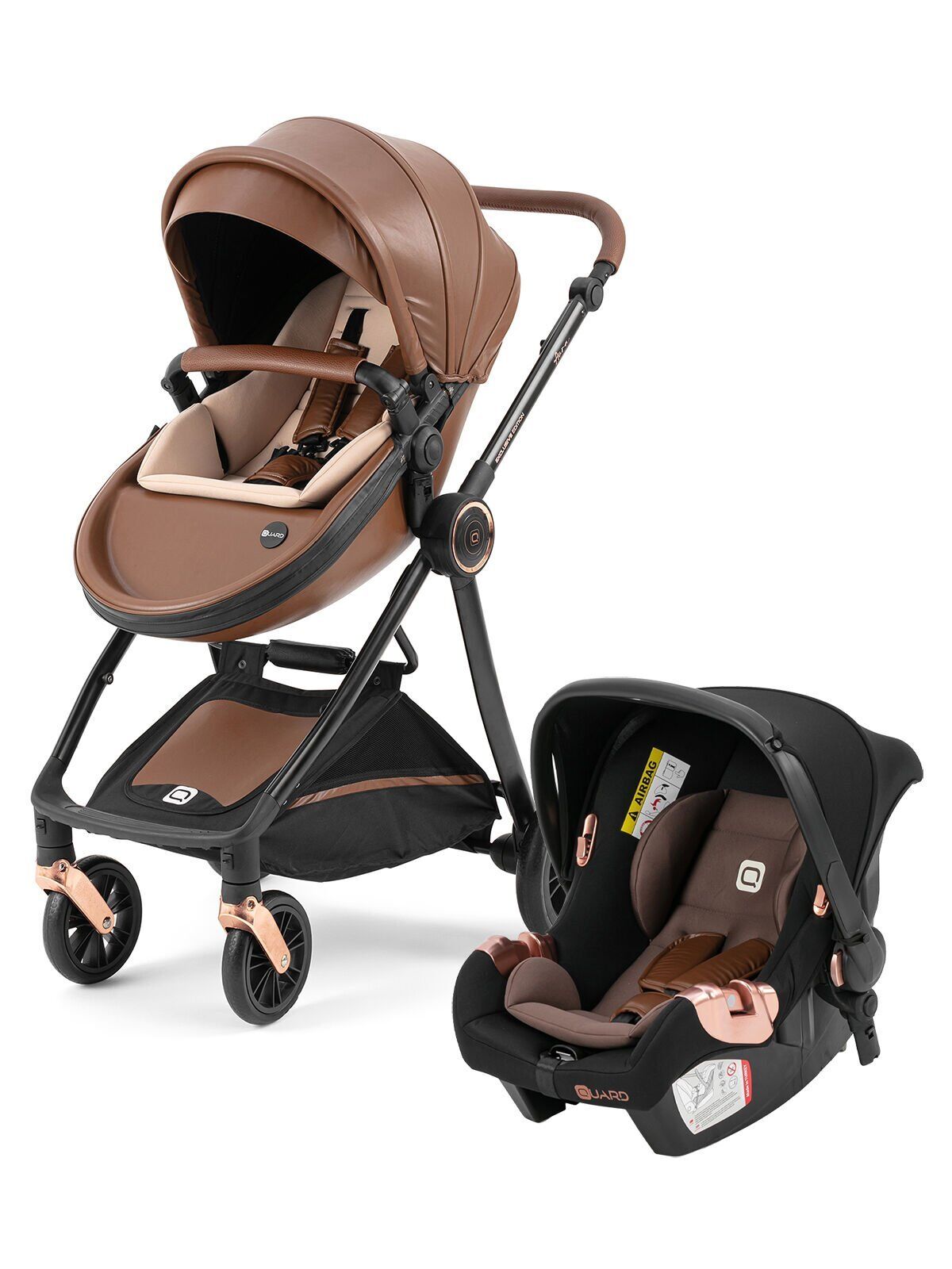 Quard Aura Trio Travel Sistem Bebek Arabası Kahverengi