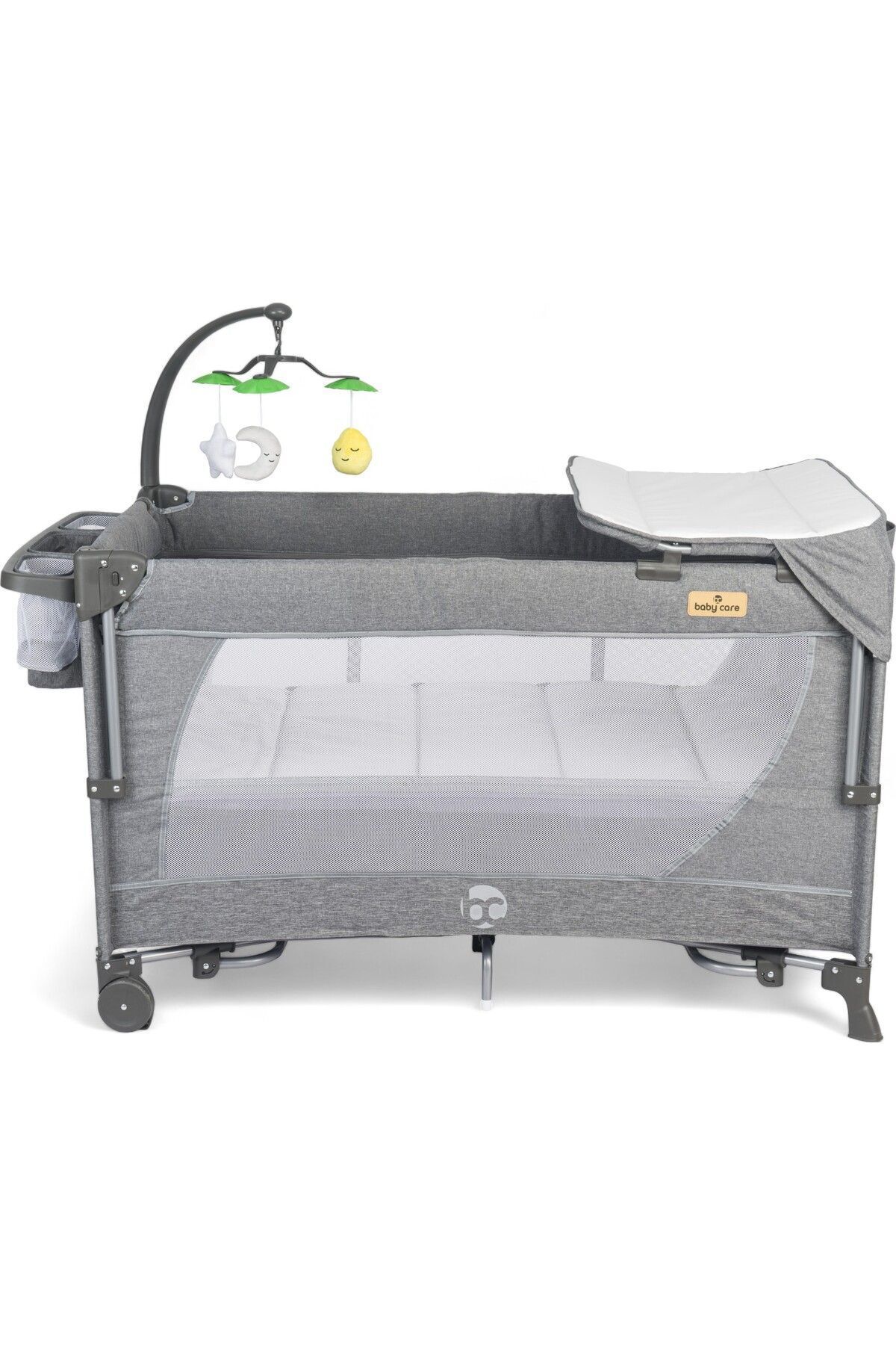 Baby Care Atlantis Anne Yanı Oyun Parkı Otomatik Katlanır 70x120 Cm Gri