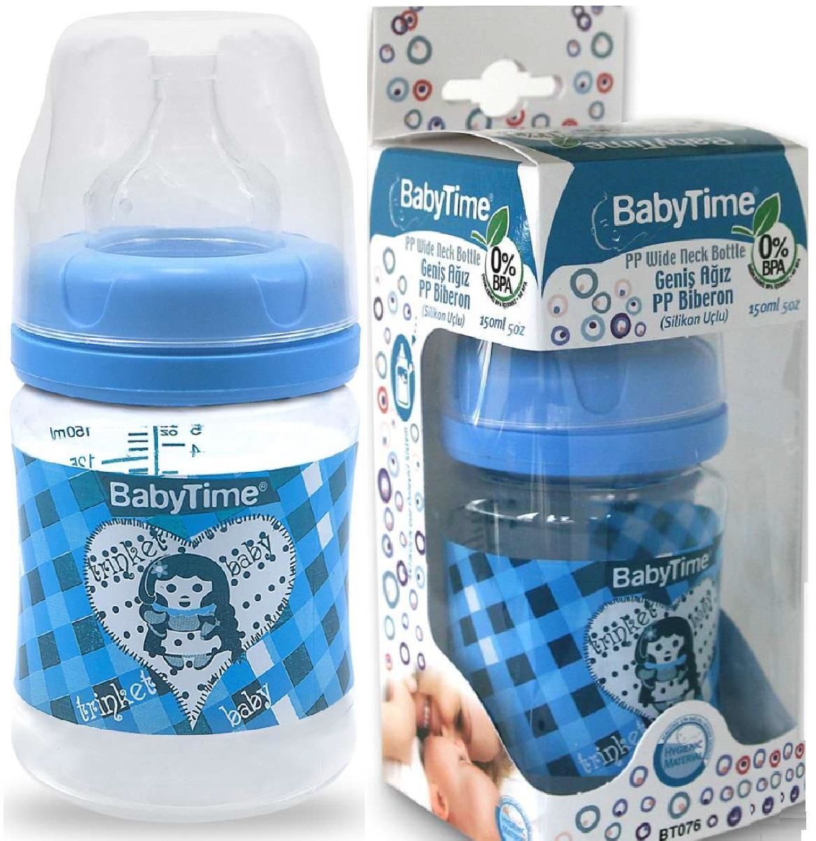 Babytime Bt076 Geniş Ağız Pp Biberon (silikon Uçlu)  150 Ml