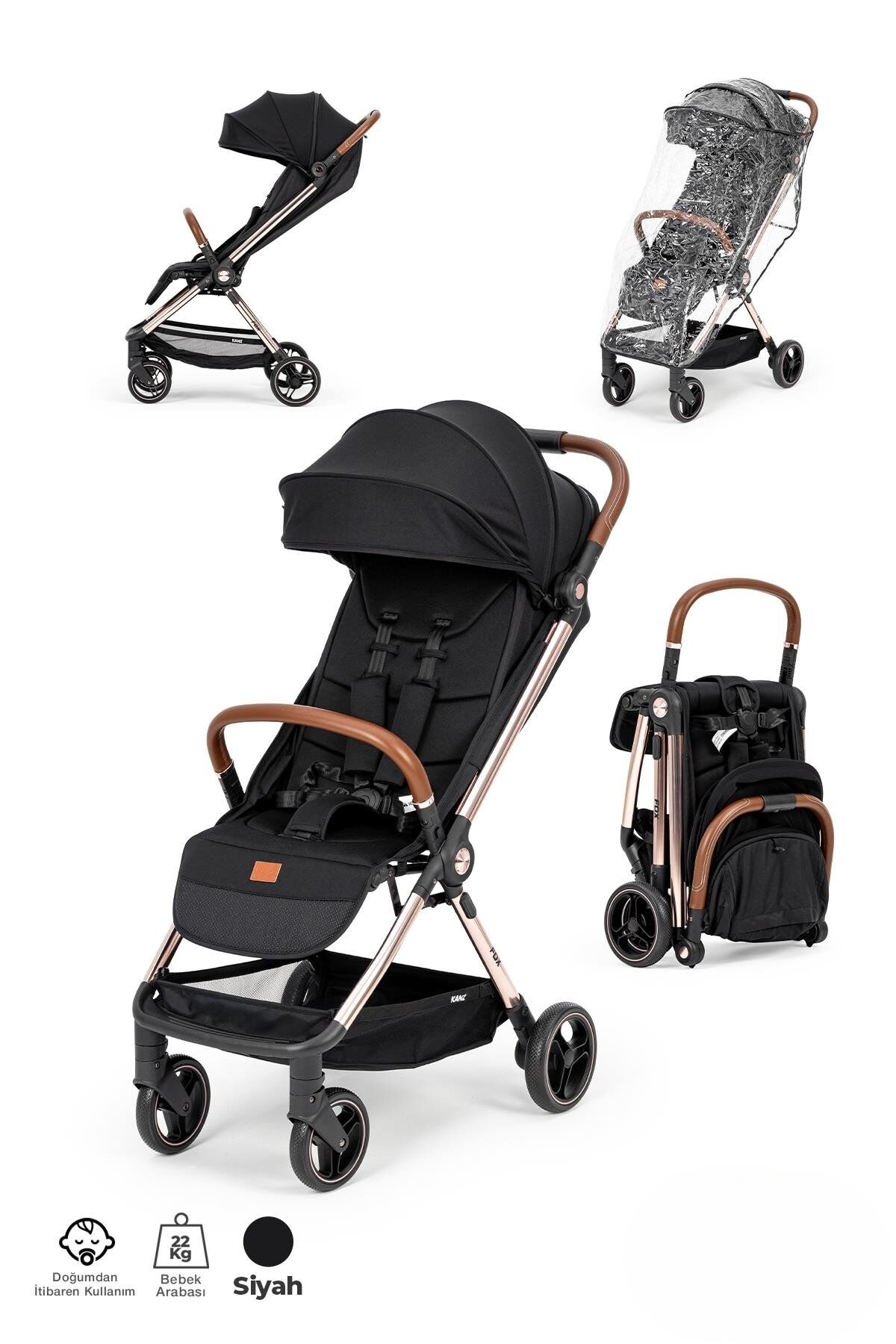 Kanz Fox Kabin Boy Bebek Arabası Siyah