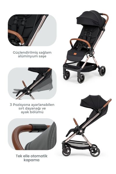 Kanz Fox Kabin Boy Bebek Arabası Siyah