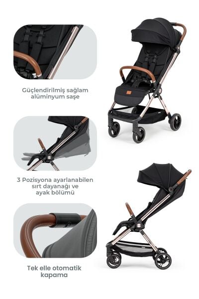 Kanz Fox Kabin Boy Bebek Arabası Siyah