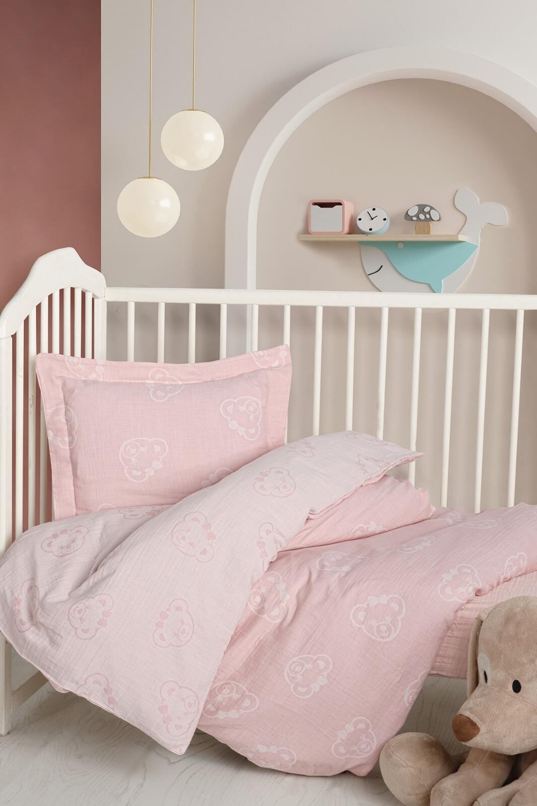 Kanz - Jakarlı Müslin Bebek  Nevresim Tk(knz-013) 152.01.0247.Bearpudra---