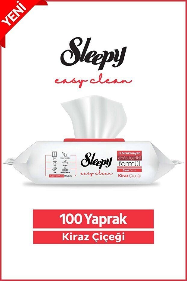Sleepy Easy Clean Kiraz Çiçeği Yüzey Temizlik Havlusu&Mendili 100 Yaprak