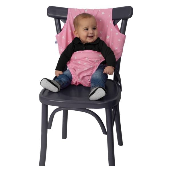 Sevi Bebe Kumaş Mama Sandalyesi - Pembe Yıldız 152-2
