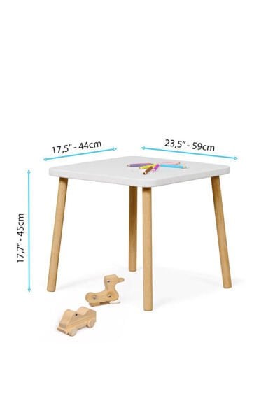 Bee Smart Safir Meşe Beyaz Kulak 2 Sandalyeli Aktivite Masası Çocuk Çalışma Masası MS-80