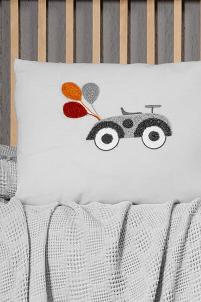 Kanz - Bebek Waffle Müslin Nakışlı Pike (knz-021) 152.01.0257.Bubble-Gri--