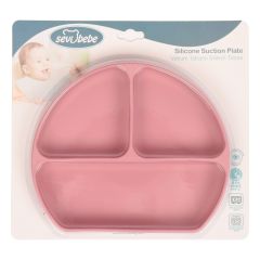 Sevi Bebe Vakum Taabanlı Silikon Tabak - Gül Kurusu 525-150