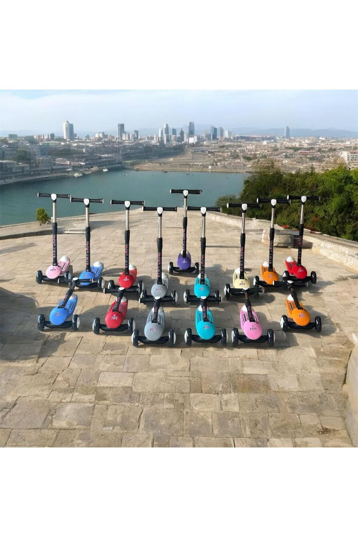 Pro Wheels Katlanır Üç Tekerleki Işıklı Scooter Bordo