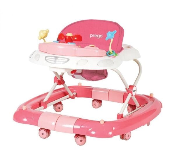 Prego Digo Sallanan Silikon Tekerlekli Bebek Yürüteci 5082 Pembe