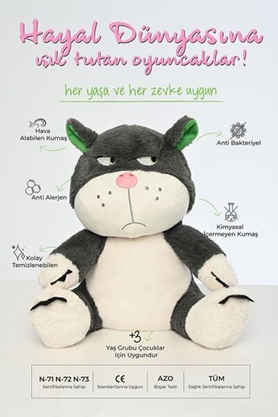 Pufu Toys 45 Cm Peluş Sinirli  Kedi Sabri (32) 03100