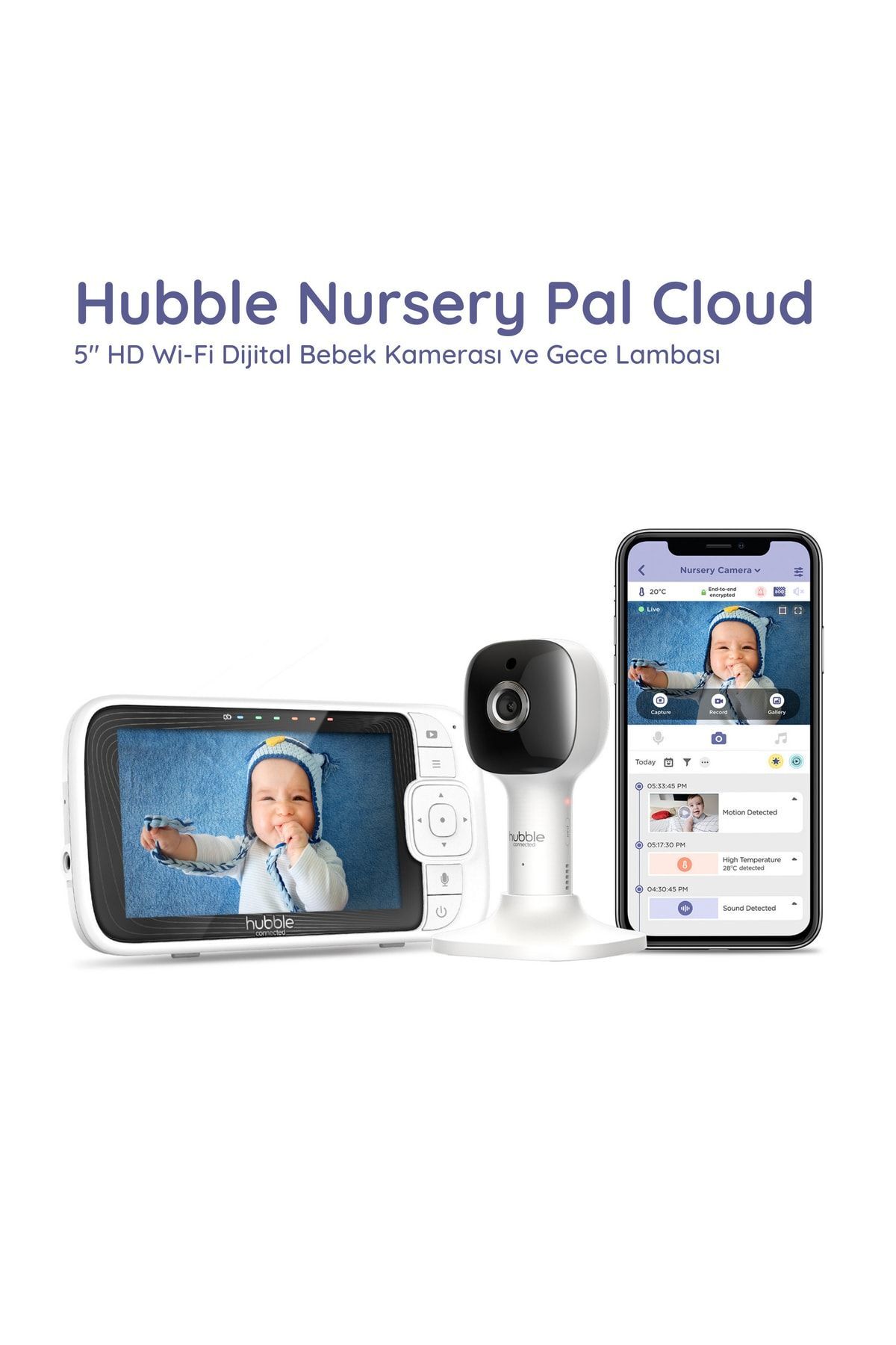 HubbleNursery Pal Cloud 5'' Hd Wi-fi Dijital Bebek Kamerası + Gece Lambası