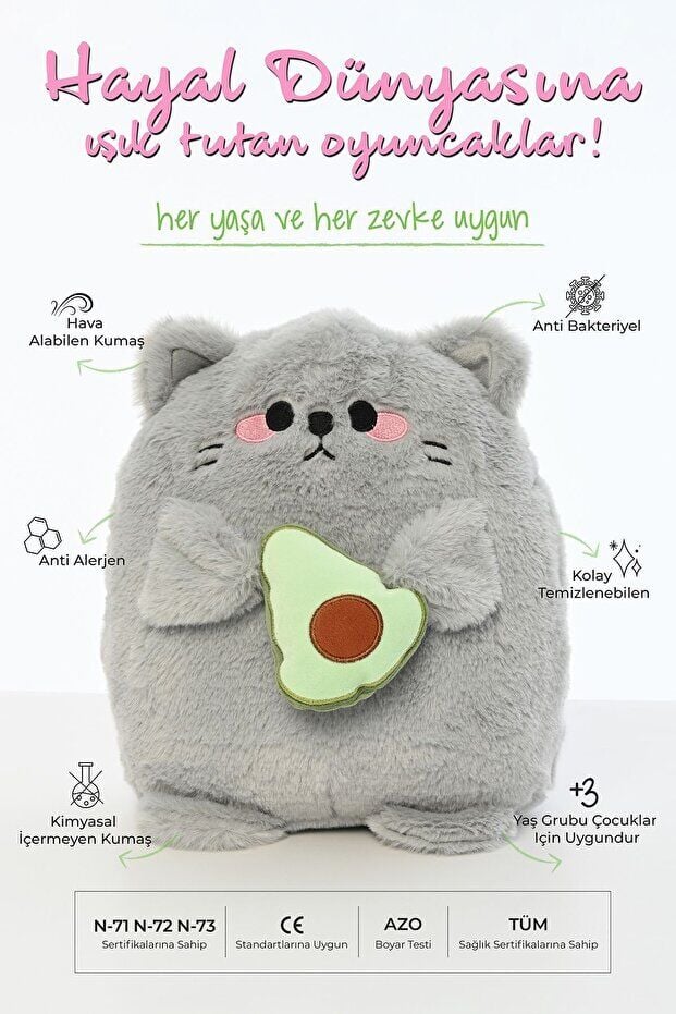 Pufu Toys 30 Cm Yastık Avakado Kedi (60) 04004