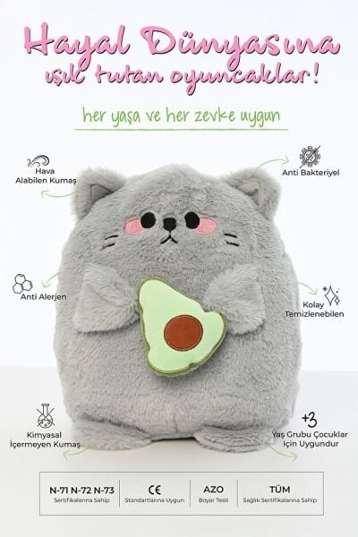 Pufu Toys 30 Cm Yastık Avakado Kedi (60) 04004