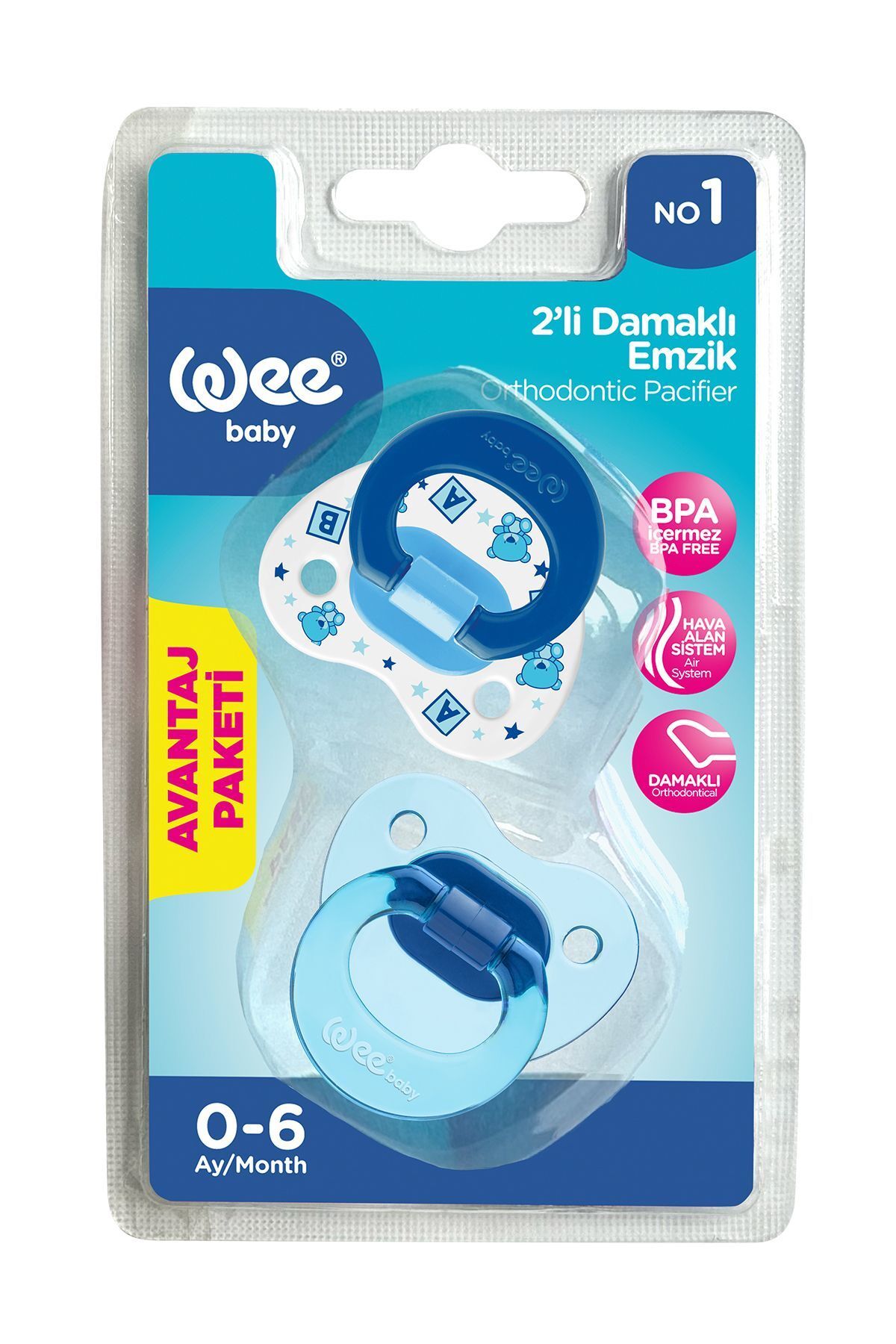 Wee Baby2’li Damaklı Emzik No:1 Mavi