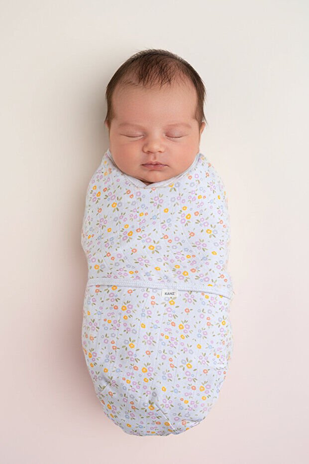 Kanz Yenidoğan %100 Pamuk Müslin Hazır Kundak Cırtlı - Flowers