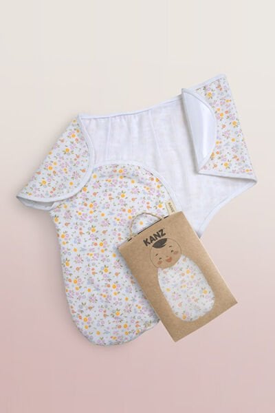 Kanz Yenidoğan %100 Pamuk Müslin Hazır Kundak Cırtlı - Flowers
