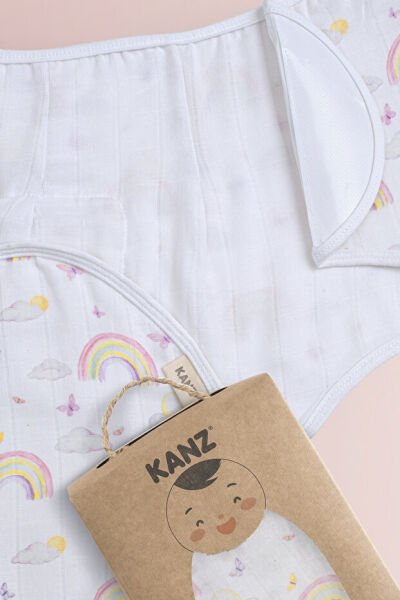 Kanz Yenidoğan %100 Pamuk Müslin Hazır Kundak Cırtlı - Soft Rainbow