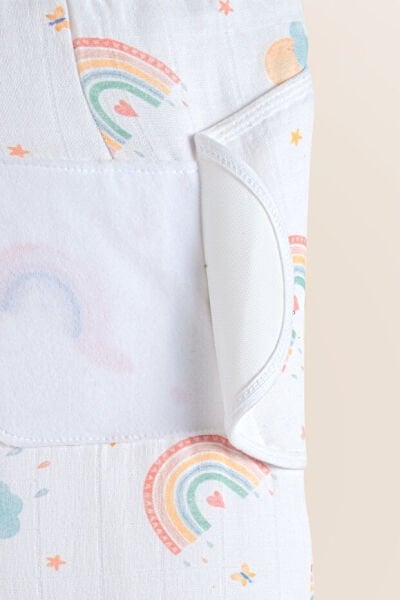 Kanz Yenidoğan %100 Pamuk Müslin Hazır Kundak Cırtlı - Sweet Rainbow