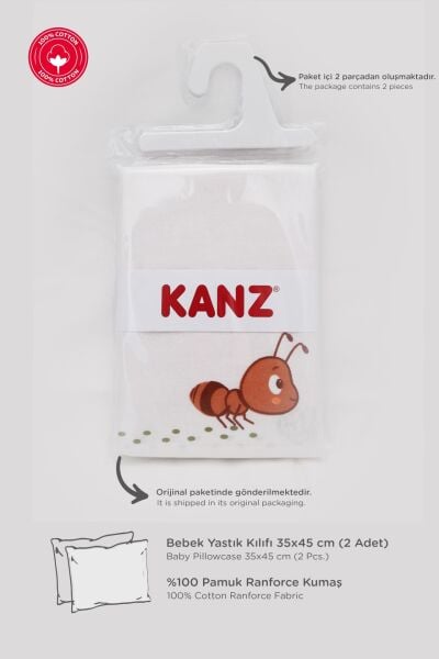 Kanz Pamuklu Yastık Kılıfı 35*45 Tıny Ant 2li
