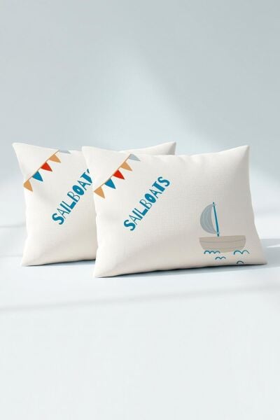 Kanz Pamuklu Yastık Kılıfı 35*45 Saılboats-B 2li